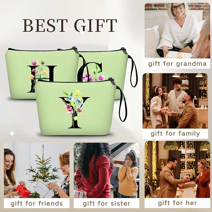 Appreciation Initial Monogram Gifts for Sisters from Sister Employees Team Bride Womens Unique Mom Personalized Makeup Cosmetic Bag with Mirror Mothers Day Christmas Graduation Y