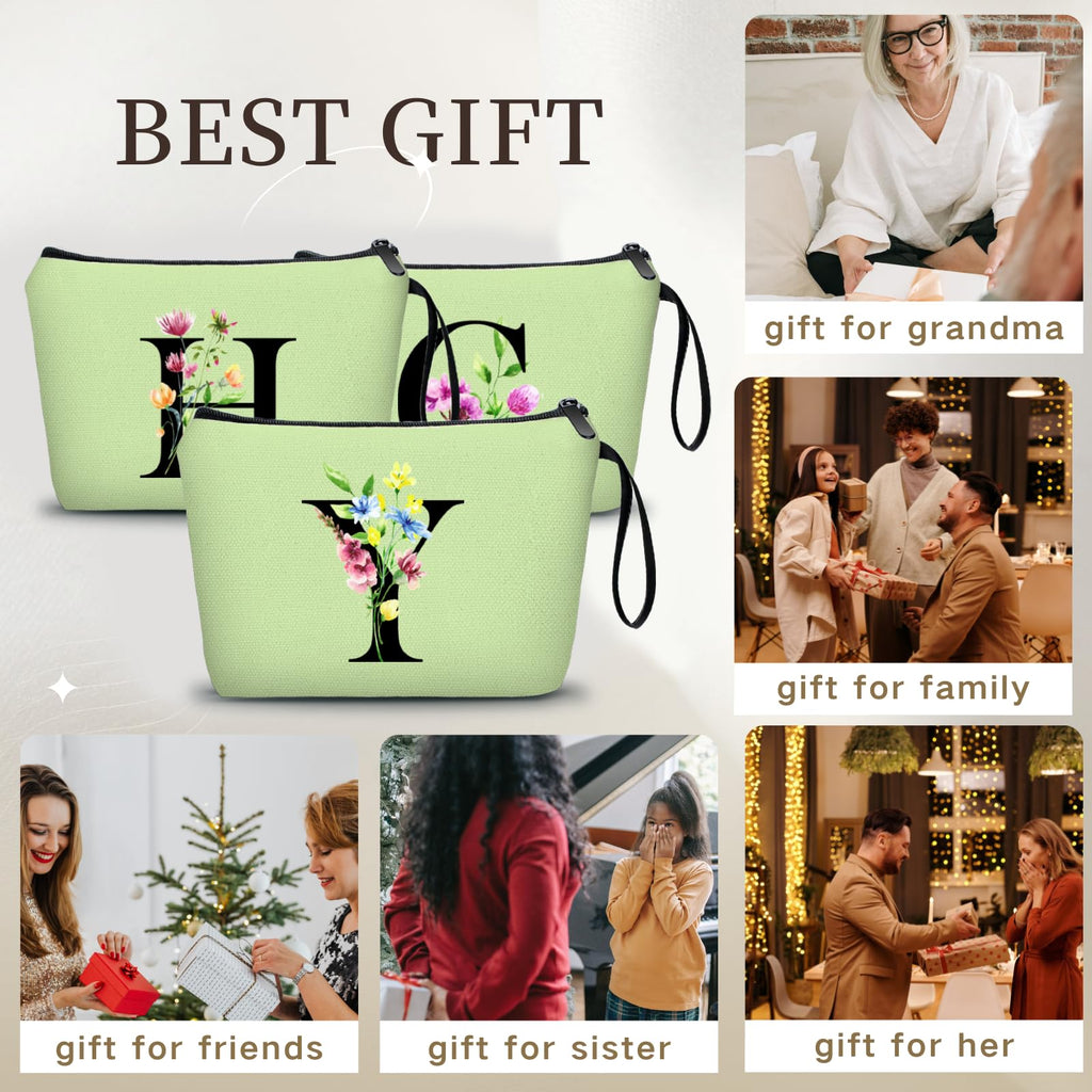 Appreciation Initial Monogram Gifts for Sisters from Sister Employees Team Bride Womens Unique Mom Personalized Makeup Cosmetic Bag with Mirror Mothers Day Christmas Graduation Y