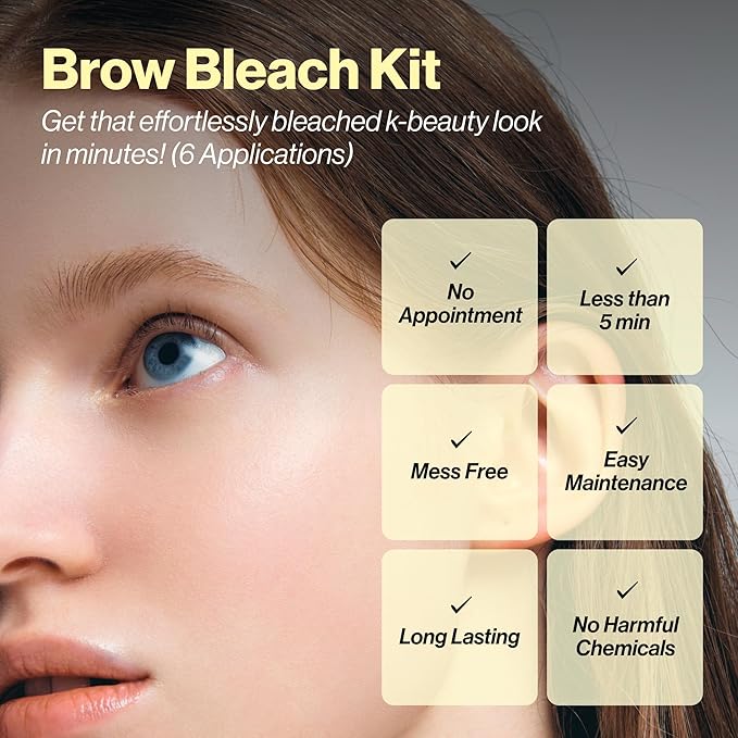 ENTROPY Eyebrow Bleach Kit – At-Home Eyebrow Lightener with Ammonia-Free Formula, Includes Powder Packs, Cream & Applicator Brush | Up to 6 Uses | Fast Brow Lightening