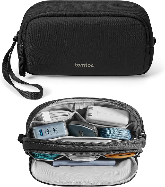 tomtoc Electronic Organizer Travel Case, Dual Compartment Tech Organization