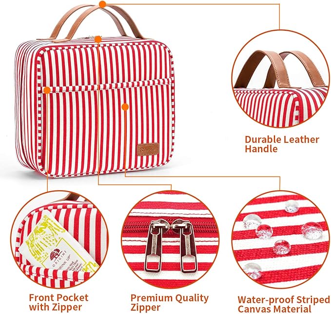 Bosidu Hanging Travel Toiletry Bag, Large Capacity Cosmetic Travel Toiletry Organizer for Women with 4 Compartments & 1 Sturdy Hook, Perfect for Daily Use/Valentines' Day