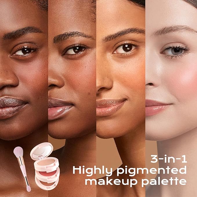 Color Nymph Blush and Highlighter Palette, 3 in 1 Contour Palette