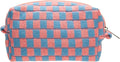 Checkered Makeup Bag for Purse, Small Travel Cosmetic Pouch,Red Blue