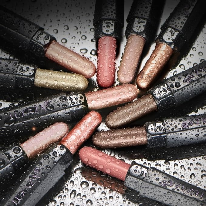 LUXAZA PRO Red Eyeshadow Stick Makeup Set 10PCS, Neutral Shimmer And Matte Cream Eye Shadow Palette, Metallic Bronze Smoky Eyeliner Brightener Crayon Pencil Kit, Ideal Gift for Women -Cashmere Blush