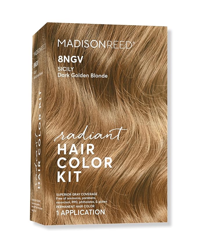 Madison Reed Radiant Hair Color Kit - 8NGV Dark Golden Blonde with Champagne Tones (Sicily), Permanent Hair Dye, Superior Gray Coverage & Dimensional Color | PPD-Free & Ammonia-Free, 1 Pack