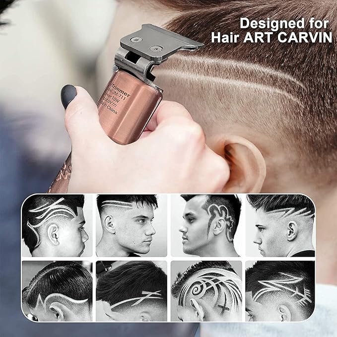 Suttik Ornate Hair Clippers for Men, Cordless Edgers Clippers Professional Hair & Beard Trimmer for Barber Pro Zero Gapped T-Blade Trimmer with LCD Display, Rose Gold