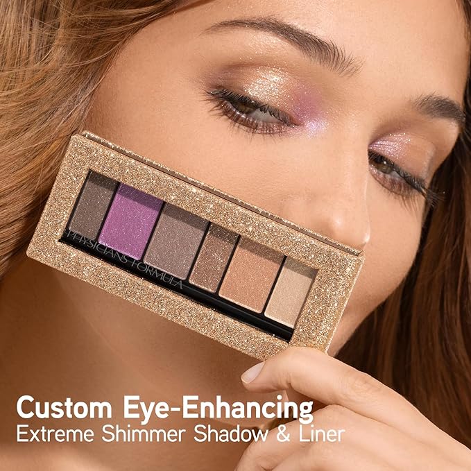 Physicians Formula Shimmer Strips Custom Eye-Enhancing Extreme Shimmer Shadow & Liner, Hypoallergenic Eyeshadow Palette with Reflective Liquid Powders – Glam Nude