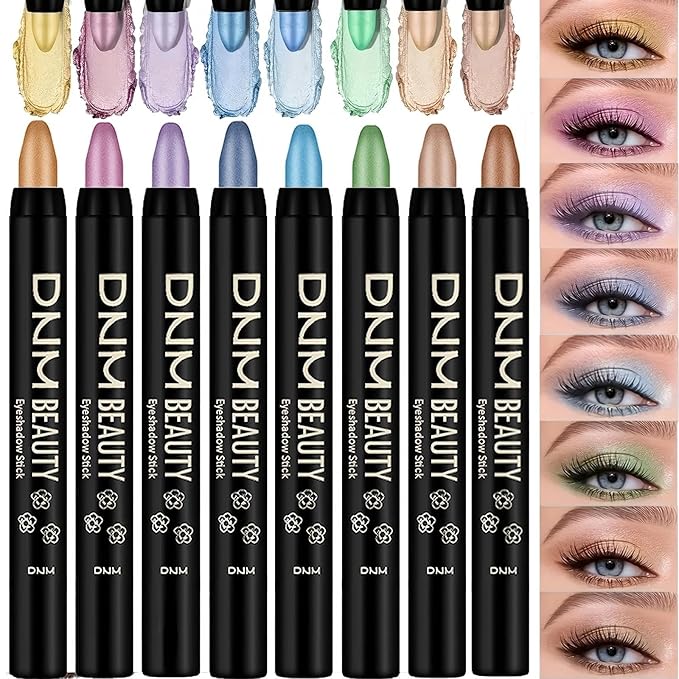 MooGlamor Colorful Shimmer Eyeshadow Eye Shadow Sticks Set (Type B 8 Pcs)