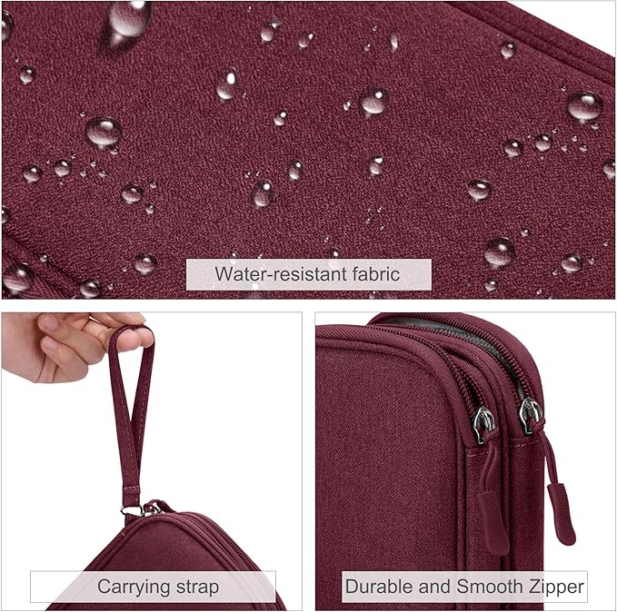 FYY Electronic Organizer, Travel Tech Pouch Bag, Medium, Wine Red