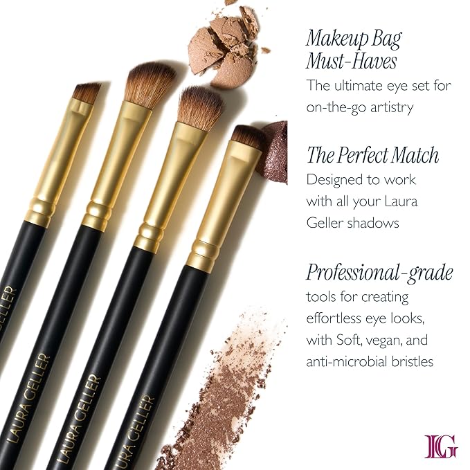 LAURA GELLER NEW YORK Cosmetic Professional Makeup Brushes - Cruelty-Free - 18 Shadow Skills Eyeshadow Brushes (4 Pack)