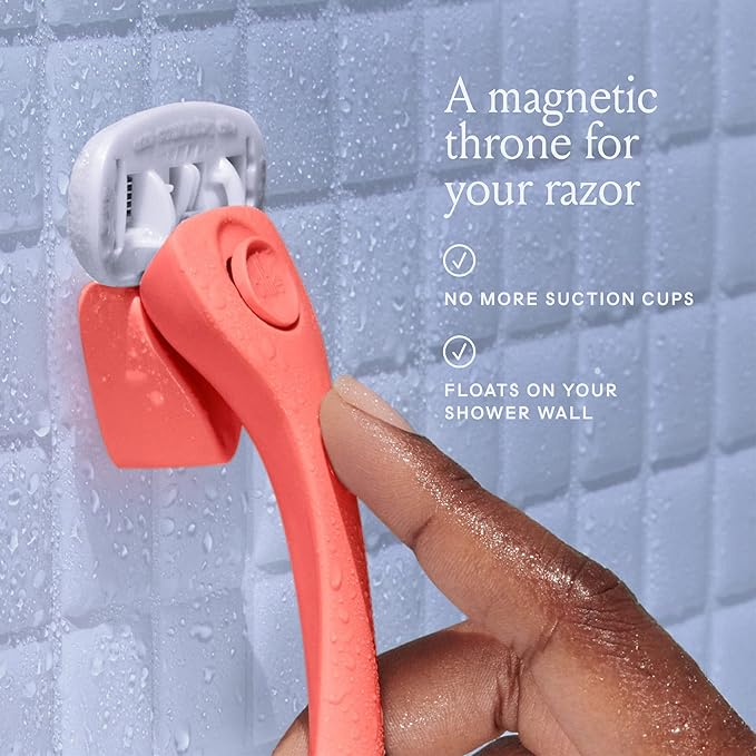 Billie Razors for Women, Coral - 1 Handle, 4 Refills & Magnetic Holder