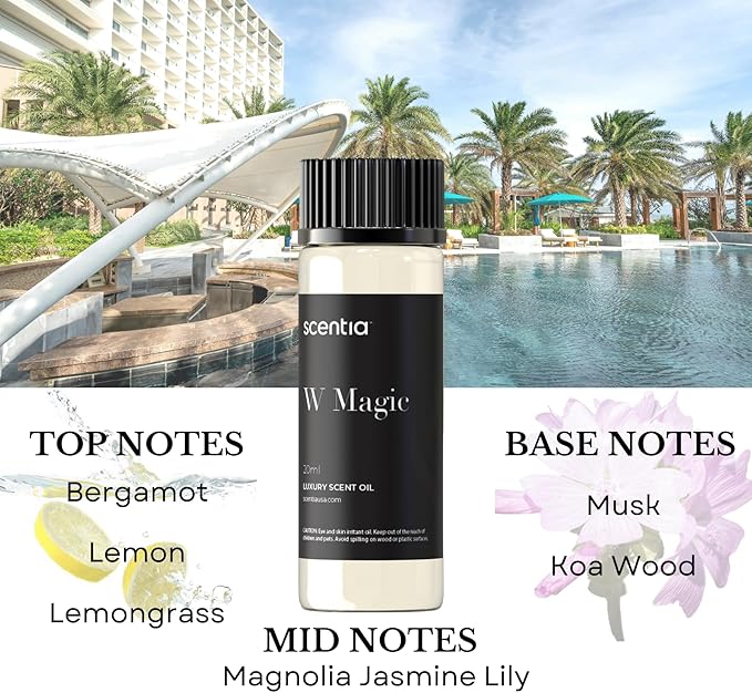 Scentia Luxury Diffuser Essential Oils Set – 5x20ml Discovery Collection, Miami One (Inspired by 1 Hotel Miami, Formerly My Way) Coastal (Formerly Cabana) & White Tea Spa Fragrance