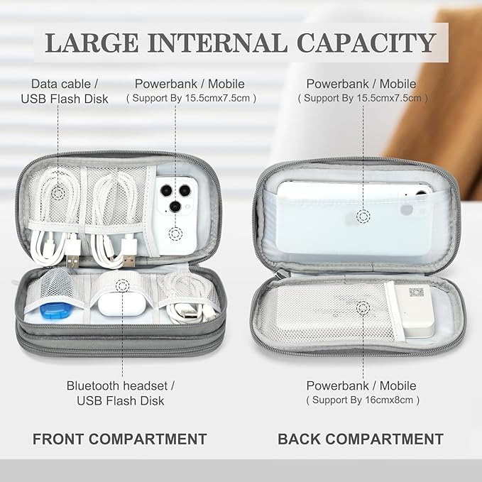 FYY Electronic Organizer, Travel Tech Pouch Bag, Cable Organizer Dark Grey