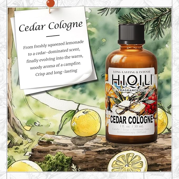 HIQILI Cedar Cologne Fragrance Oil for Diffuser, Candle & Soap Making