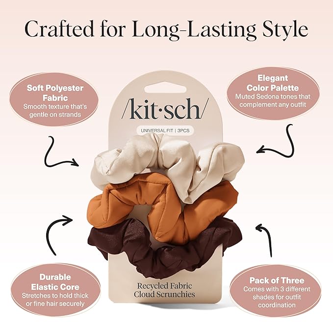 Kitsch Scrunchies for Women - Sedona, 3pcs