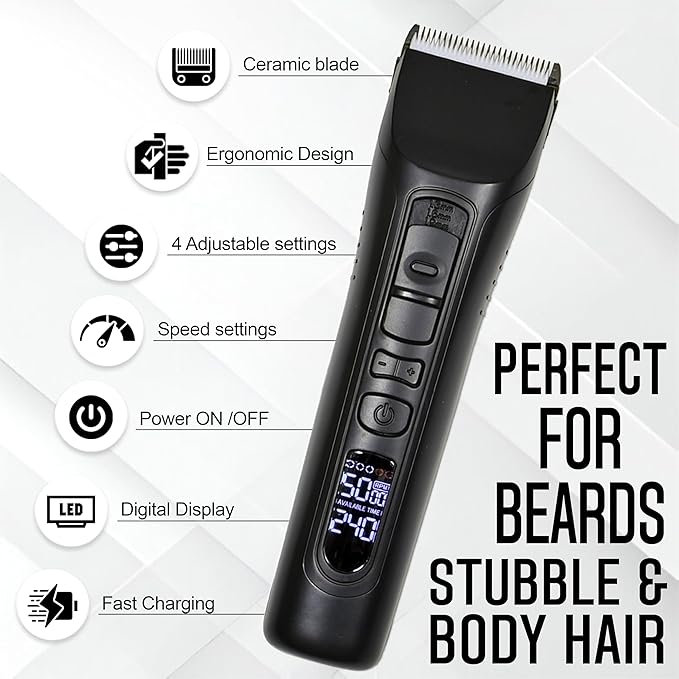 Brio Beardscape V1 Cordless Beard Trimmer for Men with Ceramic Blade, Black