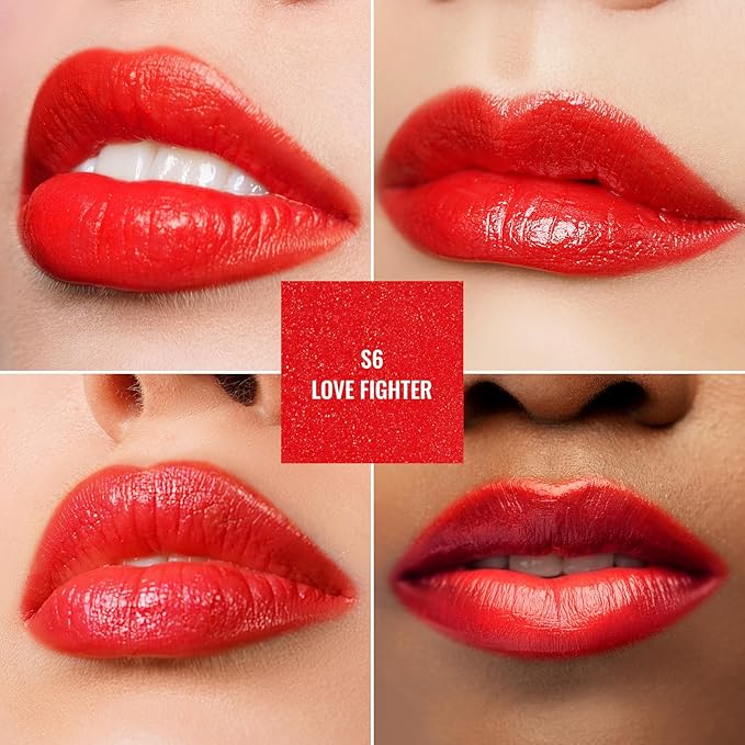 Oulac Red Lipstick for Women, Moisturizing Lipsticks Glass Shine Lipstick with Shimmer, Hydrating Tinted Lip Balm, Juicy Lip Color for Dry, Cracked and Chapped Lips, Vegan S06