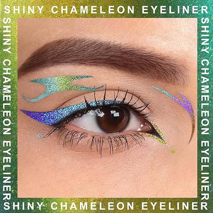 TWLBXMG Chameleon Eyeliner Pen, Metallic Shimmer Color Changing Eye liner Pencil, Waterproof Long Lasting Eyeshadow & Eyeliner 2 in 1, Highly Pigmented Smudge Proof # 01