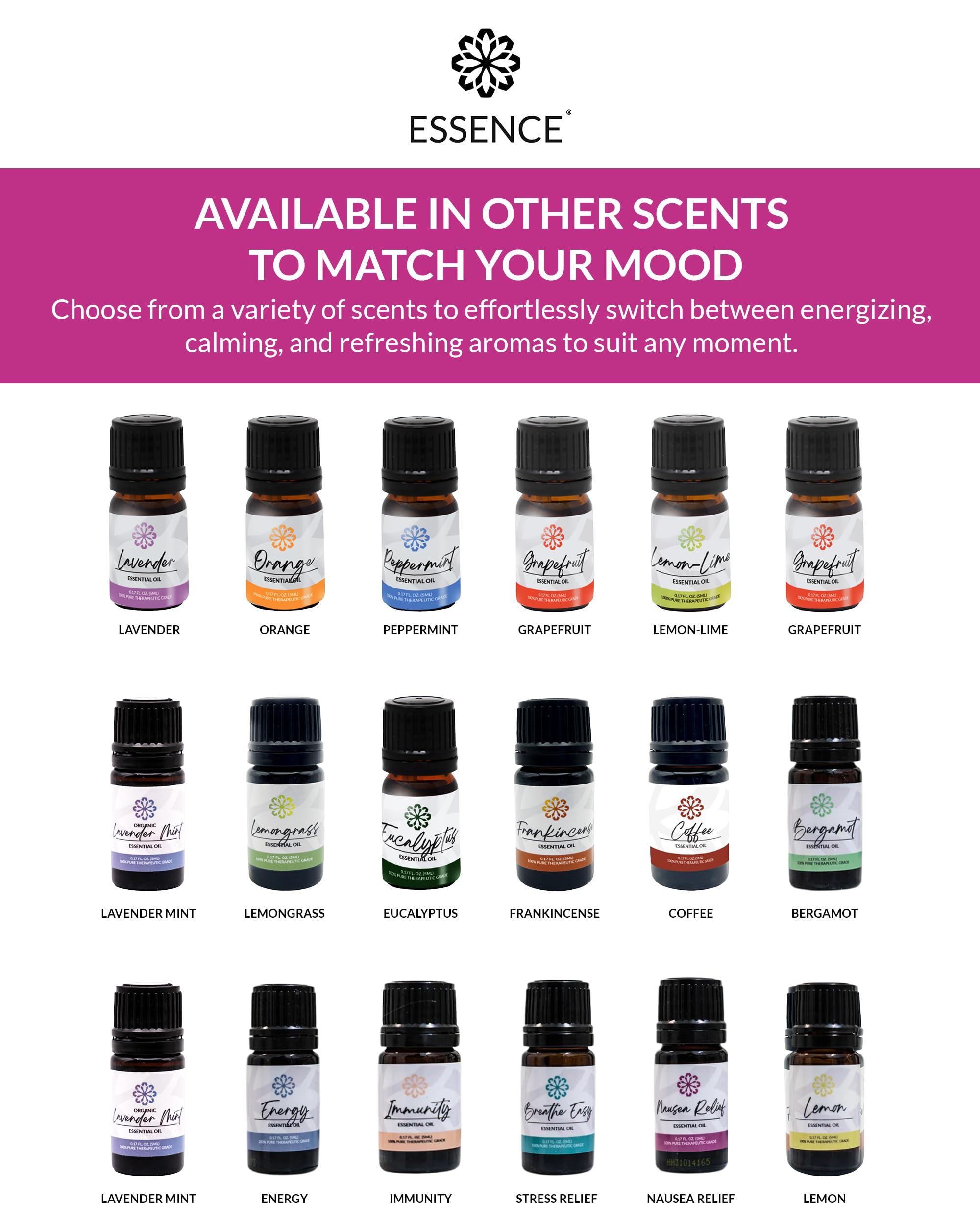 Essence Pearl Travel Case | Nausea Relief Essential Oil | Aromatherapy Nasal Diffuser & Essential Oil Carrying Case | Peppermint & Ginger Blend | Travel-Friendly Kit | Black Pod