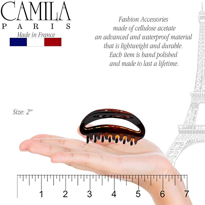 Camila Paris NV23 French Hair Clip for Women, Small Tortoise Shell Girls Hair Claw Clips Jaw Fashion Durable Styling Hair Accessories for Women, Strong Hold No Slip Grip, Made in France
