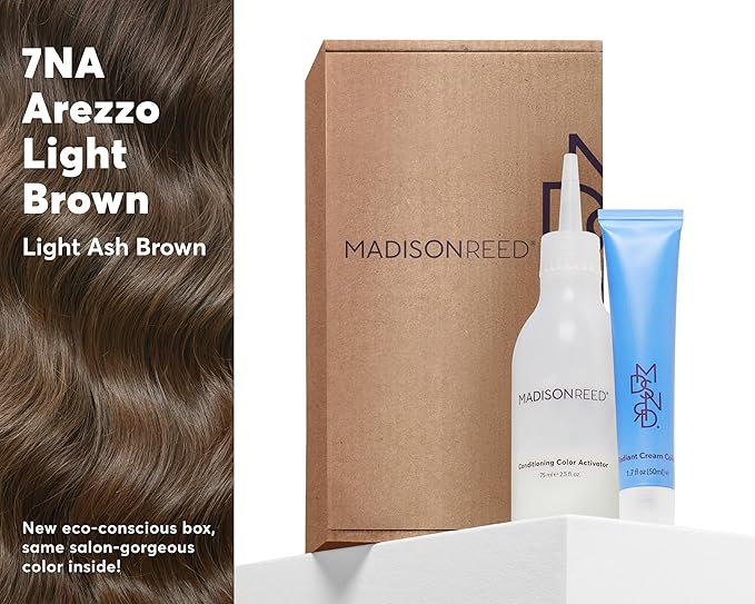 Madison Reed Radiant Hair Color Kit - 7NA Light Ash Brown with Cool Smoky Undertones (Arezzo Brown), Permanent Hair Dye, Superior Gray Coverage & Dimensional Color | PPD-Free & Ammonia-Free, 1 Pack