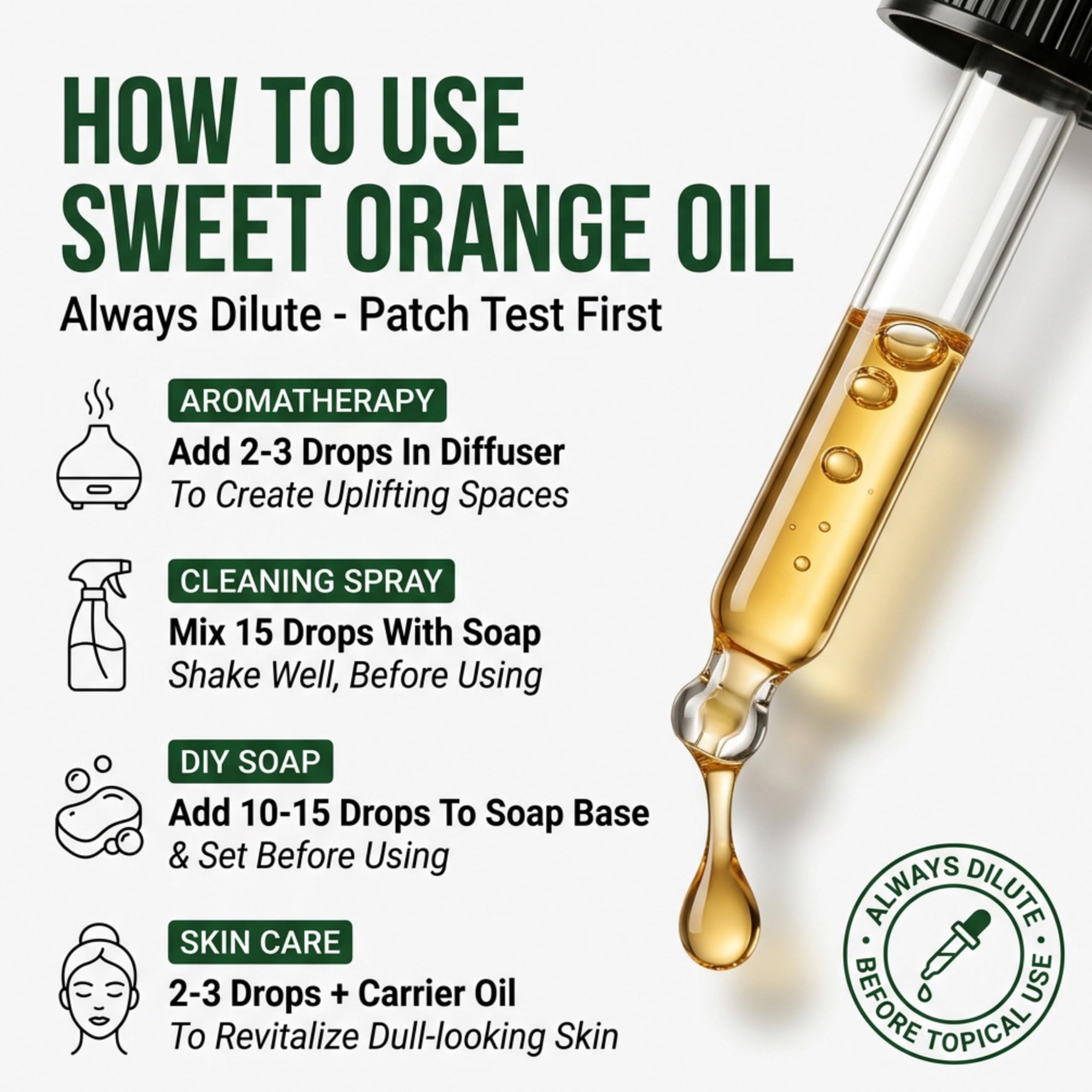 TRATAK ORGANICS 100% Pure Sweet Orange Essential Oil 4 FL OZ – Essential Oil for Citrus Scent, Aromatherapy, Diffuser, Skin, Home Freshener, Therapeutic Grade, Premium Quality with Glass Dropper