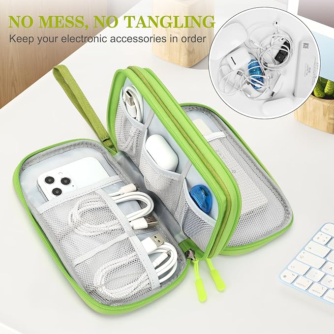 FYY Electronic Organizer, Travel Tech Pouch Bag, Medium, Green
