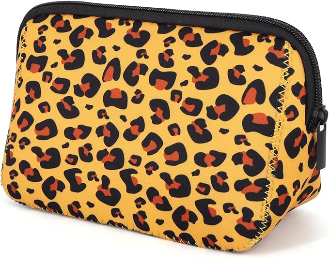 AJLTPA Waterproof Neoprene Cosmetic Bag, Cheetah Print