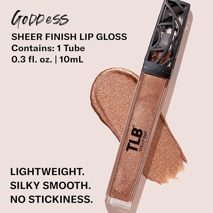 The Lip Bar - Lip Gloss, Goddess (Golden Bronze Shimmer) - Gloss Up Sheer Finish - Smooth, Not Sticky Formula - Coconut Oil, Olive Oil, Argan Oil & Vitamin E - Vegan & Cruelty Free -.30 fl oz