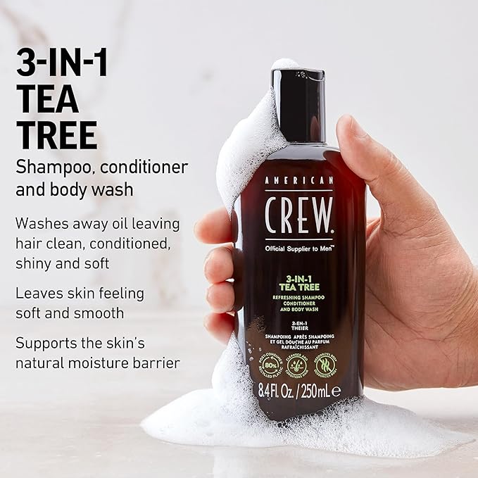 American Crew 3-in-1 Shampoo & Body Wash, Tea Tree, 15.2 fl oz