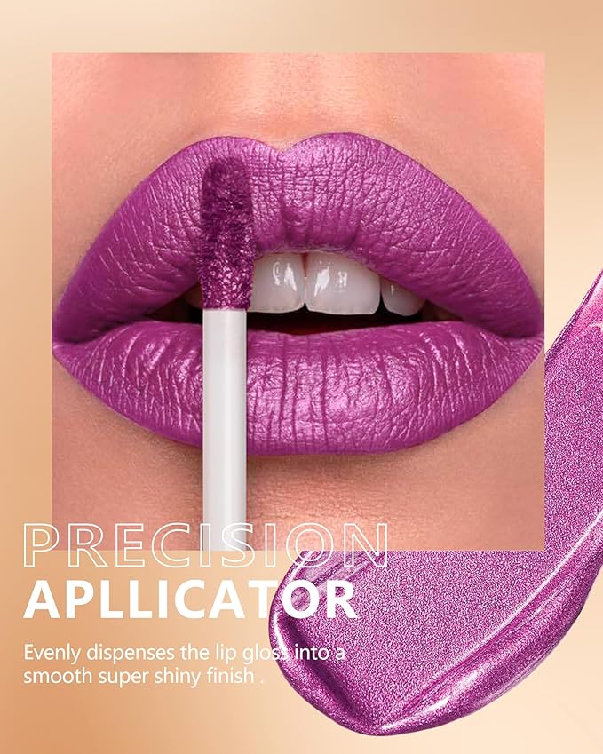 MAKI YIKA Purple Lipstick for Women Metallic Liquid Lipsticks Long Lasting