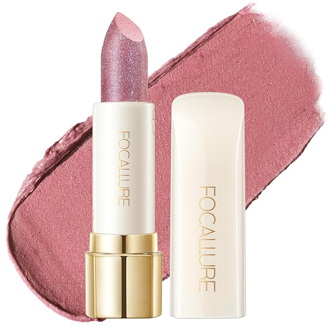 FOCALLURE Shimmer Metallic Lipstick, Non-Drying Hydrating Formula, Fuller-Looking Lips, High Pigment Sparkly Lip Color, Back to School Gift, Sweet Karma