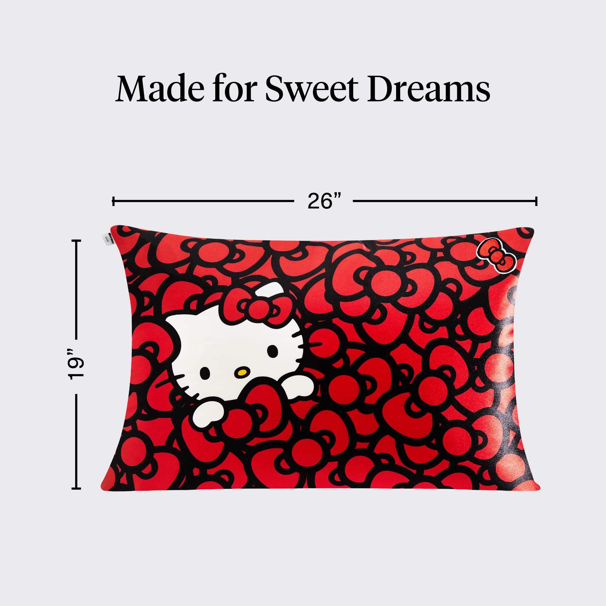 Kitsch x Hello Kitty Satin Pillowcase - Size 19x26, Sea of Bows