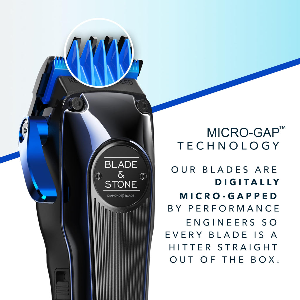 Blade & Stone™ Professional Barber Hair Clippers for Men PC801 Clipper | Diamond-S™ Blade | Micro-Gap Tech | Professional 7200 RPM Digital Motor, All-Metal, Cordless Clippers - Dark Night