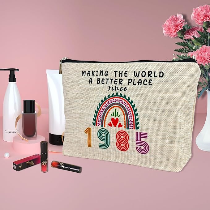 ancpeany 41st Birthday Gifts for Women, Her, 41st Birthday Decorations Makeup Bags, 1985 Anniversary 41 Year Old Gift Ideas for Mom, Wife, Sister, Best Friends, Mothers Day Small Cosmetic Travel Bag