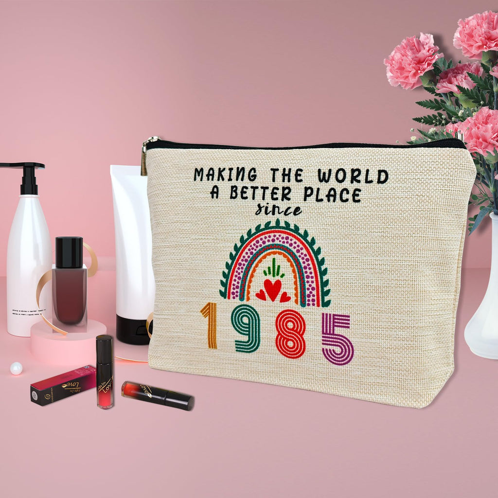 ancpeany 41st Birthday Gifts for Women, Her, 41st Birthday Decorations Makeup Bags, 1985 Anniversary 41 Year Old Gift Ideas for Mom, Wife, Sister, Best Friends, Mothers Day Small Cosmetic Travel Bag