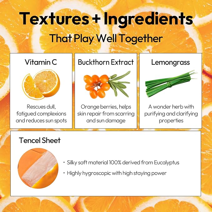 LAPCOS K Beauty Vita C Sheet - Revitalizing Vitamin C Face Mask (Pack of 5)