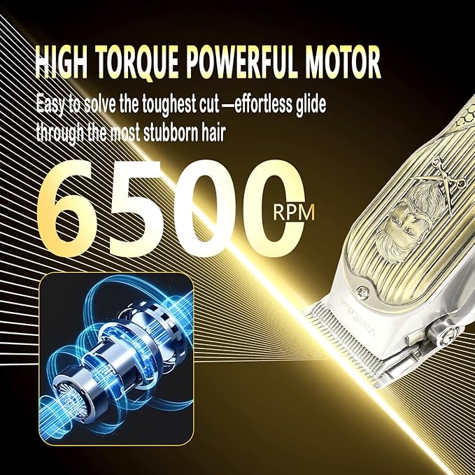Hair Clippers for Men Professional with Absolutely Heavy-Duty Cutting Performance, Barber Clippers for Haircutting, Hair/Beard Fade Trimmer, High-Power Motor, Metal Housing, Corded/Cordless Operation