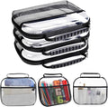 XULIONTS 3PCS Clear Hard Plastic Zipper Case, Portable Cosmetic Bag with Double Zipper, Waterproof Clear Toiletry Bag, Clear Hard Shell Zipper Case, Diaper Bag Organizing Pouches, Travel Toiletry Bag