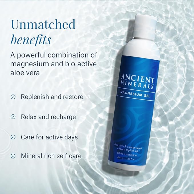 Ancient Minerals Magnesium Gel, Zechstein Chloride, for Massage, 8oz