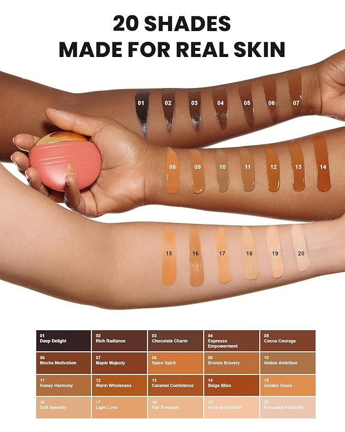Kirby Kosmetics Konfident Glow Skin Tint – Chocolate Charm Hydrating Oil-Free Glass-Skin Foundation, Buildable Light-to-Medium Coverage, 30 ml – Inclusive Clean Makeup for Radiant Confidence
