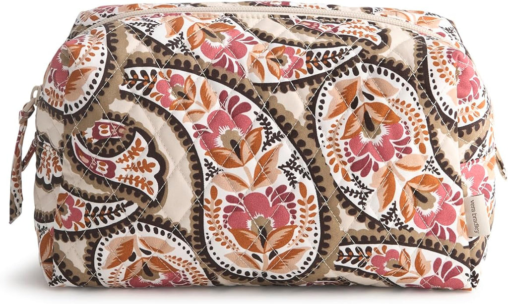 Premium Cotton Large Cosmetic Bag, Blooming Paisley, One Size