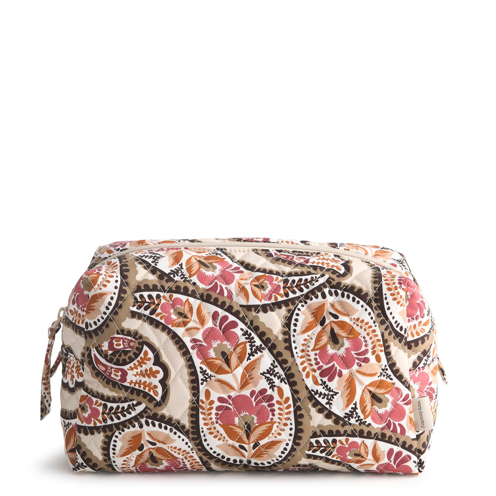 Premium Cotton Large Cosmetic Bag, Blooming Paisley, One Size