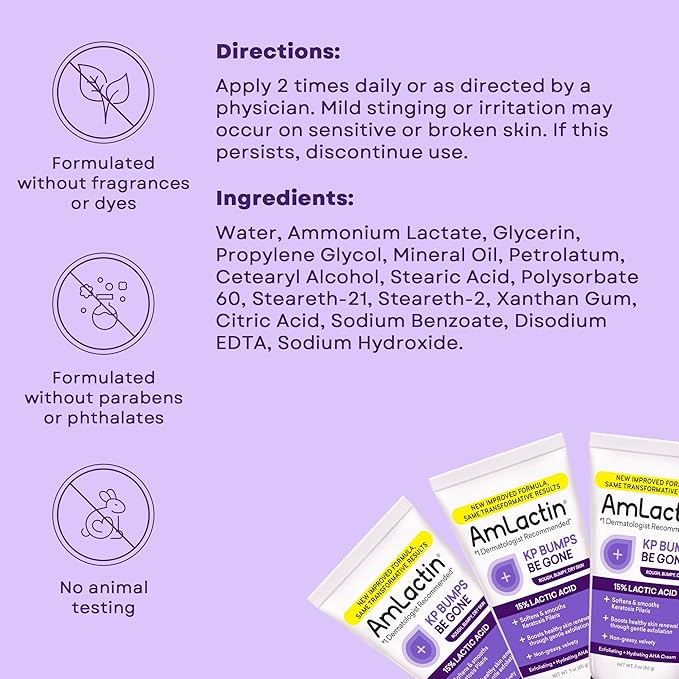 AmLactin KP Bumps Be Gone Body Cream, 15% Lactic Acid, 3 oz