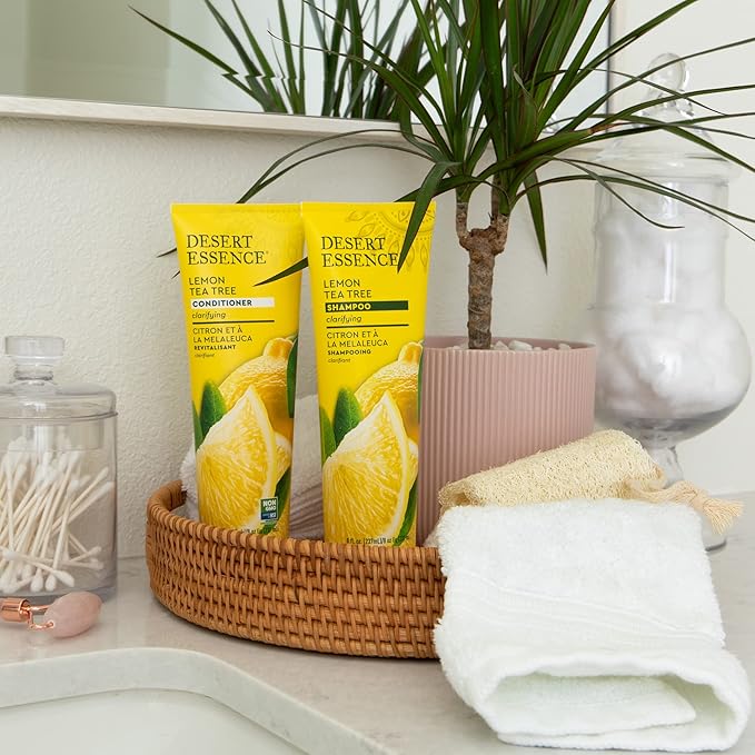 Desert Essence Lemon Tea Tree Clarifying Shampoo for Oily Hair, 8 fl oz
