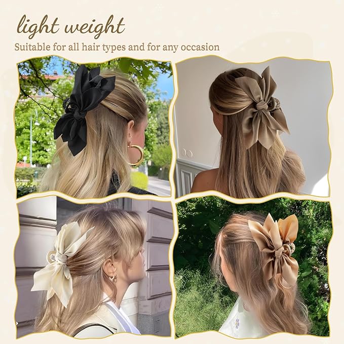 Hadutrek Bow Claw Hair Clips 4PCS Big Hair Bows for Women Butterfly Styling Large Hair Clips for Thin Thick Curly Hair Hair Accessories for Girls Teen Gifts for Ladies