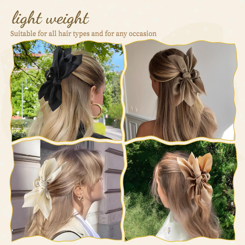 Hadutrek Bow Claw Hair Clips 4PCS Big Hair Bows for Women Butterfly Styling Large Hair Clips for Thin Thick Curly Hair Hair Accessories for Girls Teen Gifts for Ladies