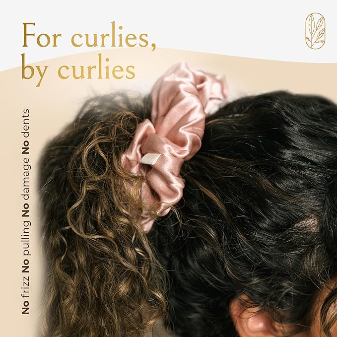Curlfriend Oversized Mulberry Silk Scrunchies for Women, XL, Blush Pink