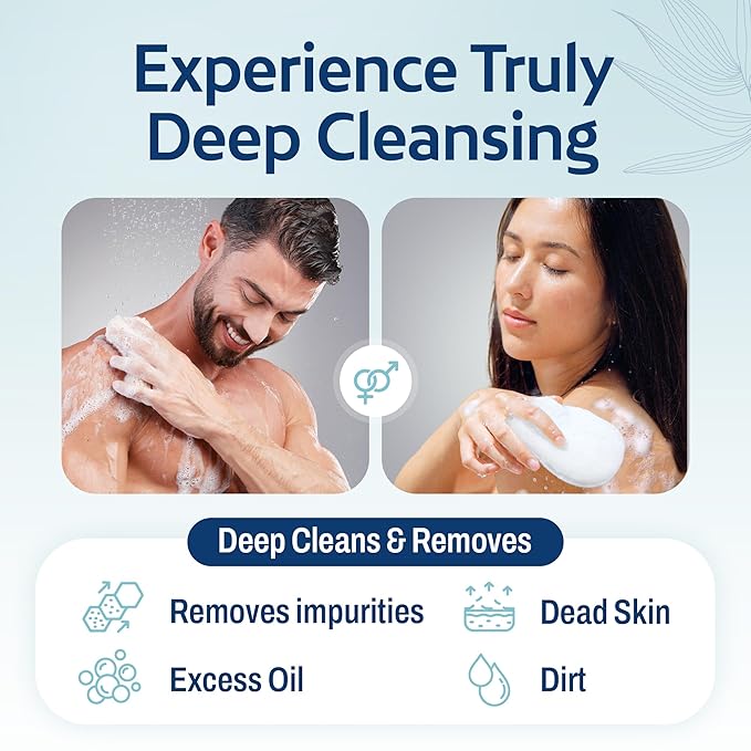 HartFelt Bath Sponges for Shower Women & Men | Soft Exfoliating Body Sponge for Dead Skin | Chemical-Free Sponges for Body | Cleanses Skin from Dirt & Excess Oil | Made in USA - Pack of 2