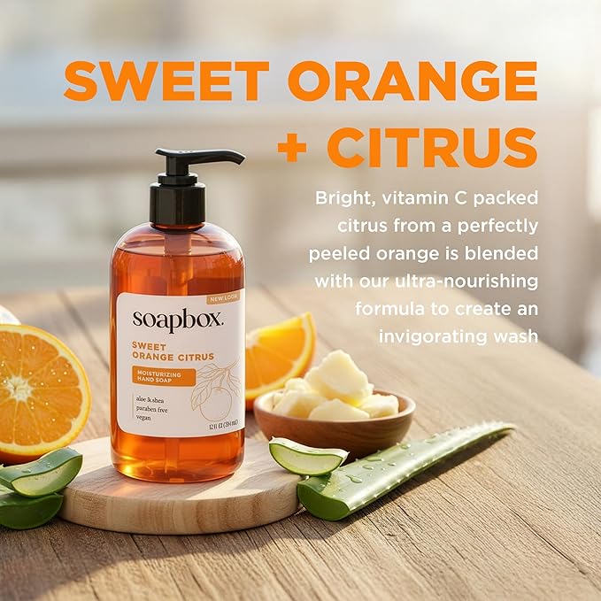 Soapbox Sweet Orange Citrus Liquid Hand Soap - Moisturizing Hand Wash - 3pk